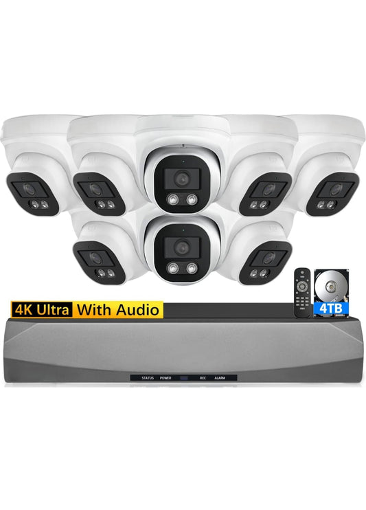 Set de 8 Cámaras de Seguridad 4K Ultra HD con Audio - Vigilancia Profesional